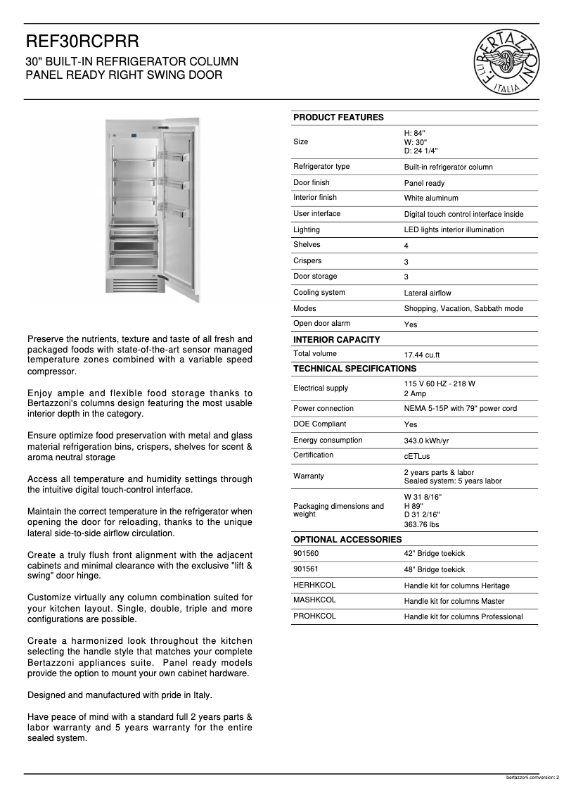 Image de la première page du manuel de l'appareil REF30RCPRR