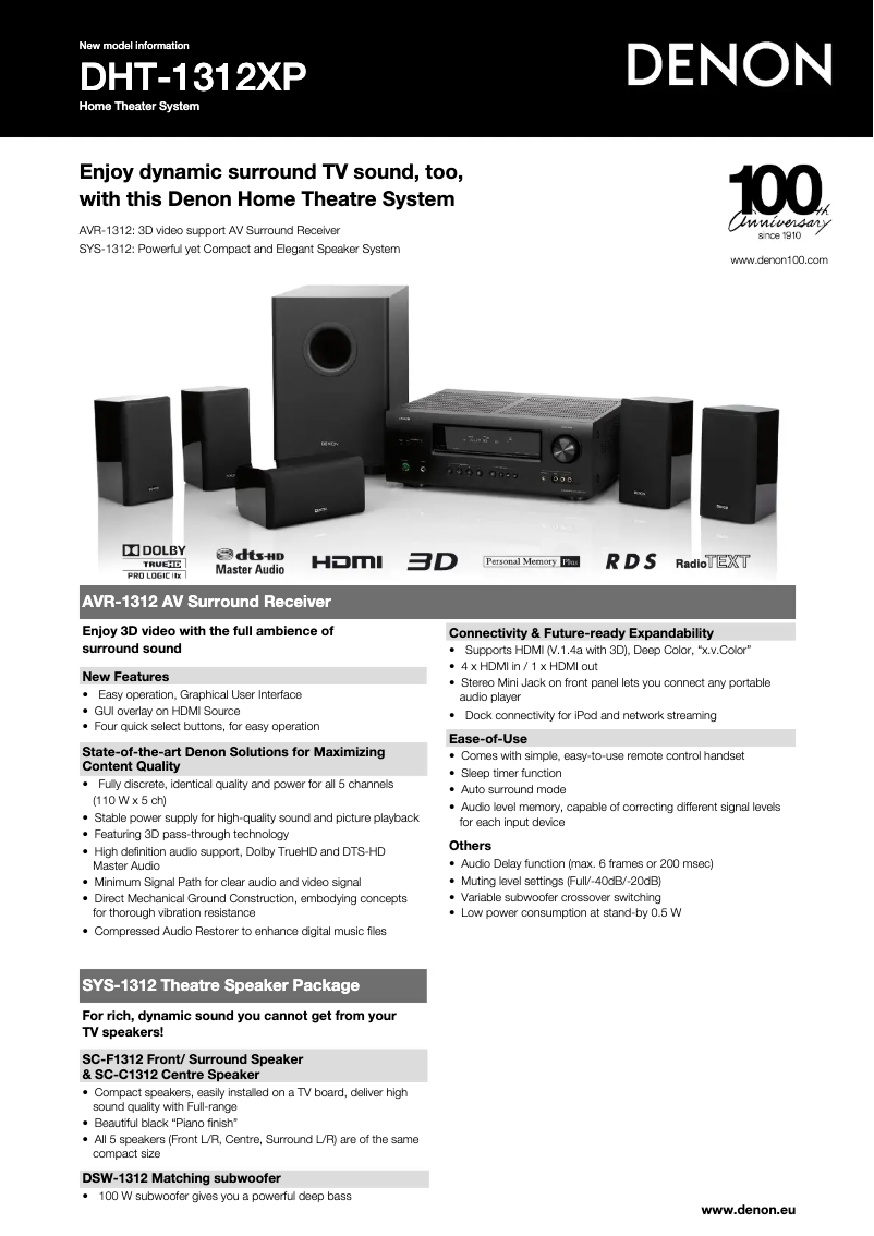 Página 1 del manual Manual de usuario Denon DHT-1312XP