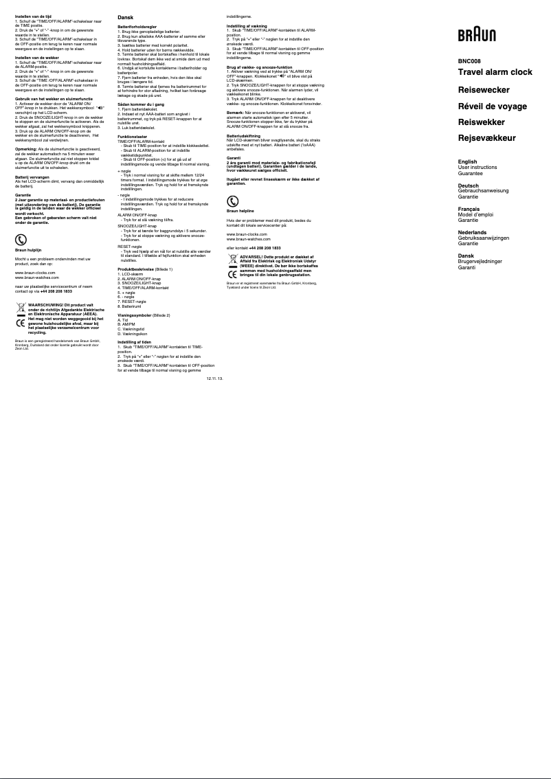 Page 1 de la notice Manuel utilisateur Braun BNC 008