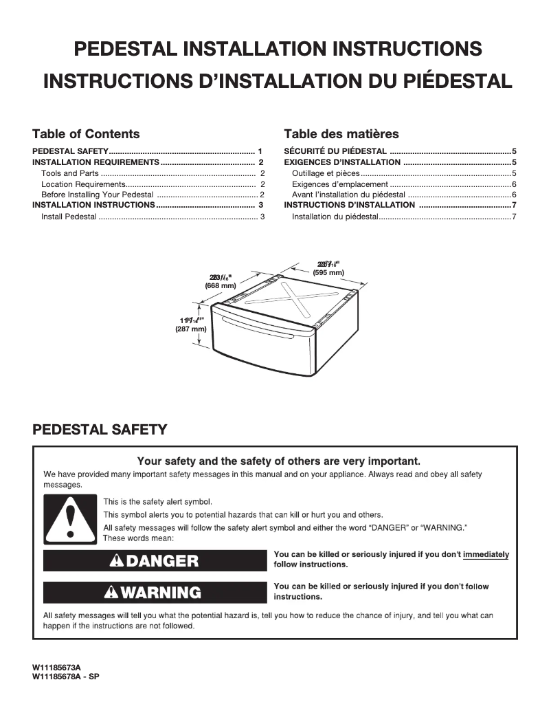 Page 1 de la notice Manuel utilisateur Whirlpool WFP2411GX