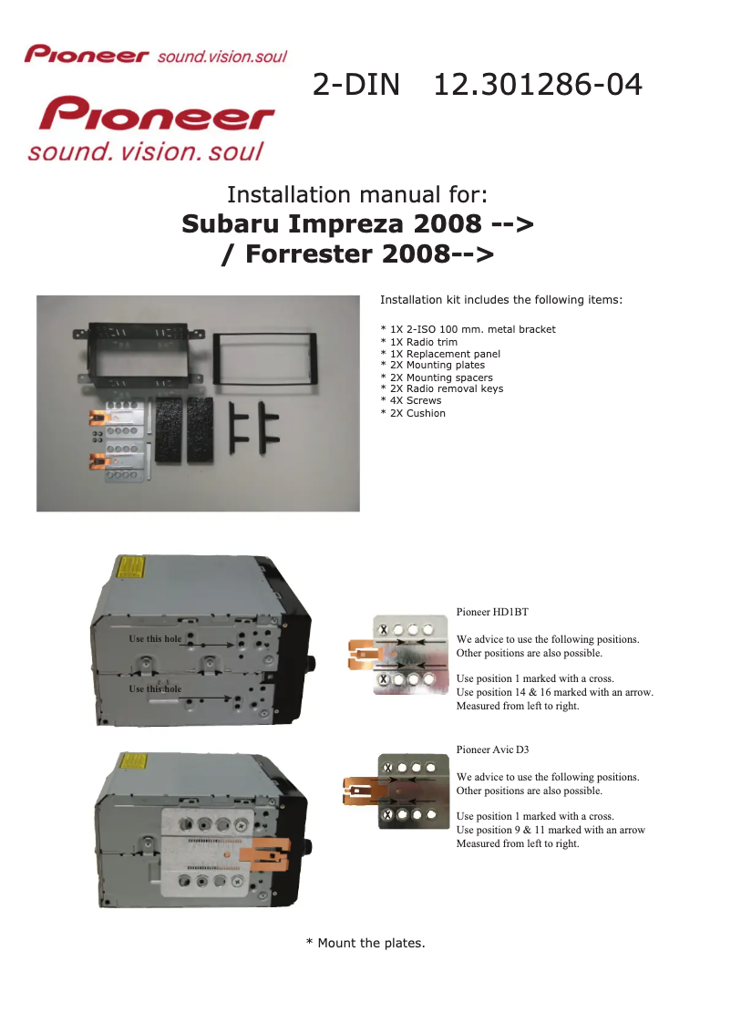 Page n°1 - Manuel utilisateur Pioneer 12.301286-04