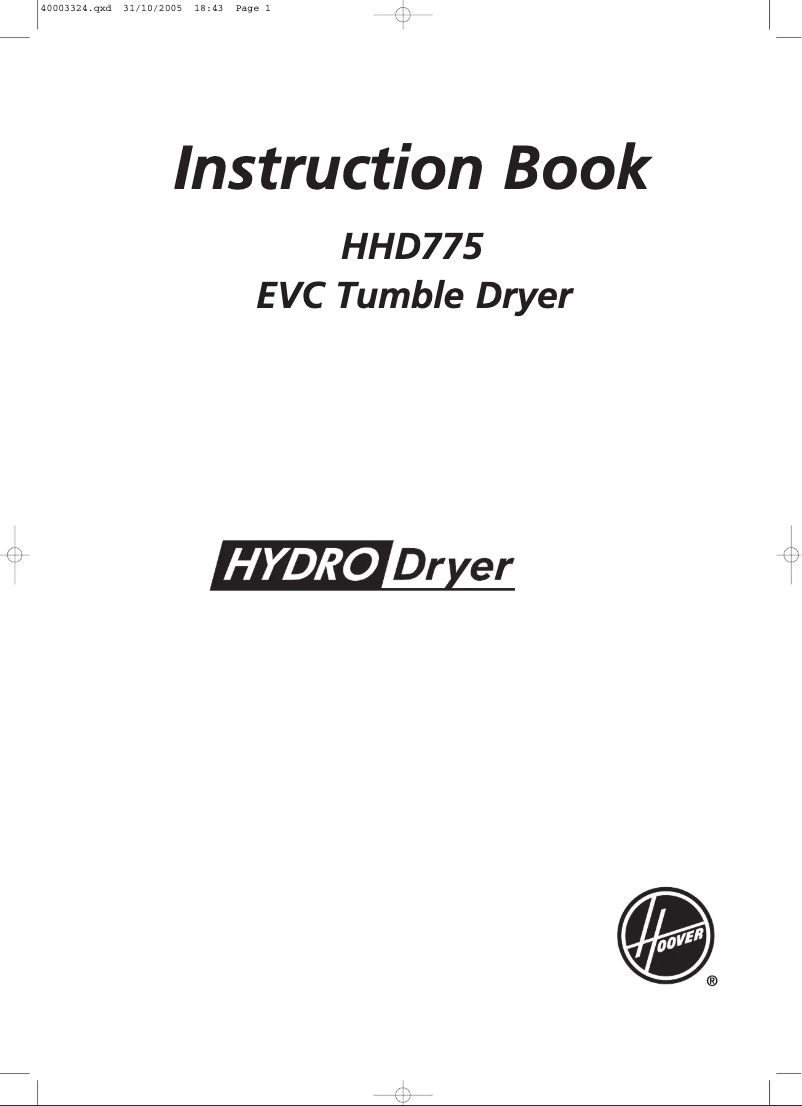 Page n°1 - Manuel utilisateur Hoover HHD 780X-80