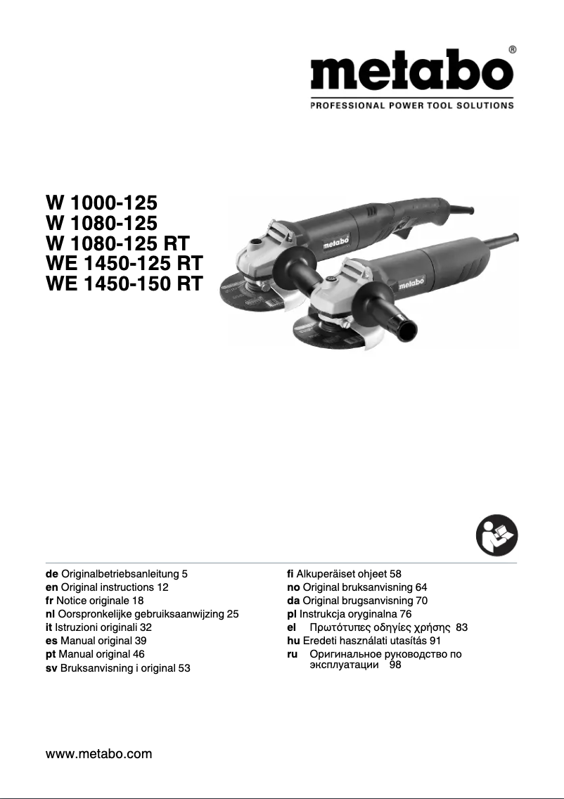 Página 1 del manual Manual de usuario Metabo W 1000-125