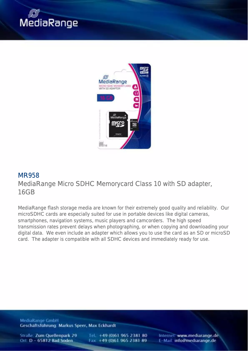 Page 1 de la notice Manuel utilisateur MediaRange MR958