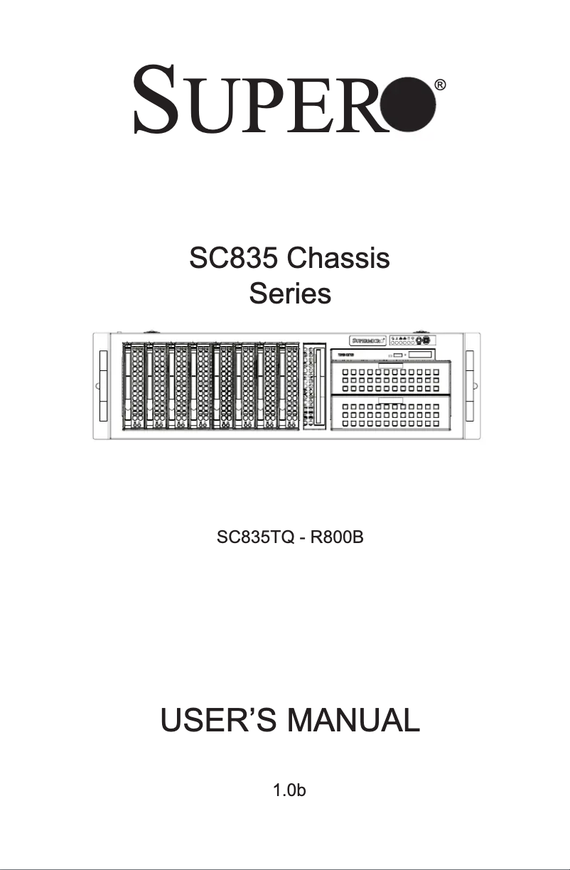 Page 1 de la notice Manuel utilisateur Supermicro 835TQ-R920B