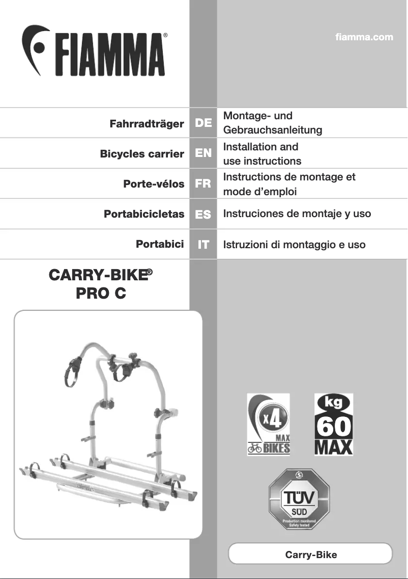 Page 1 de la notice Manuel utilisateur Fiamma Carry-Bike Pro C