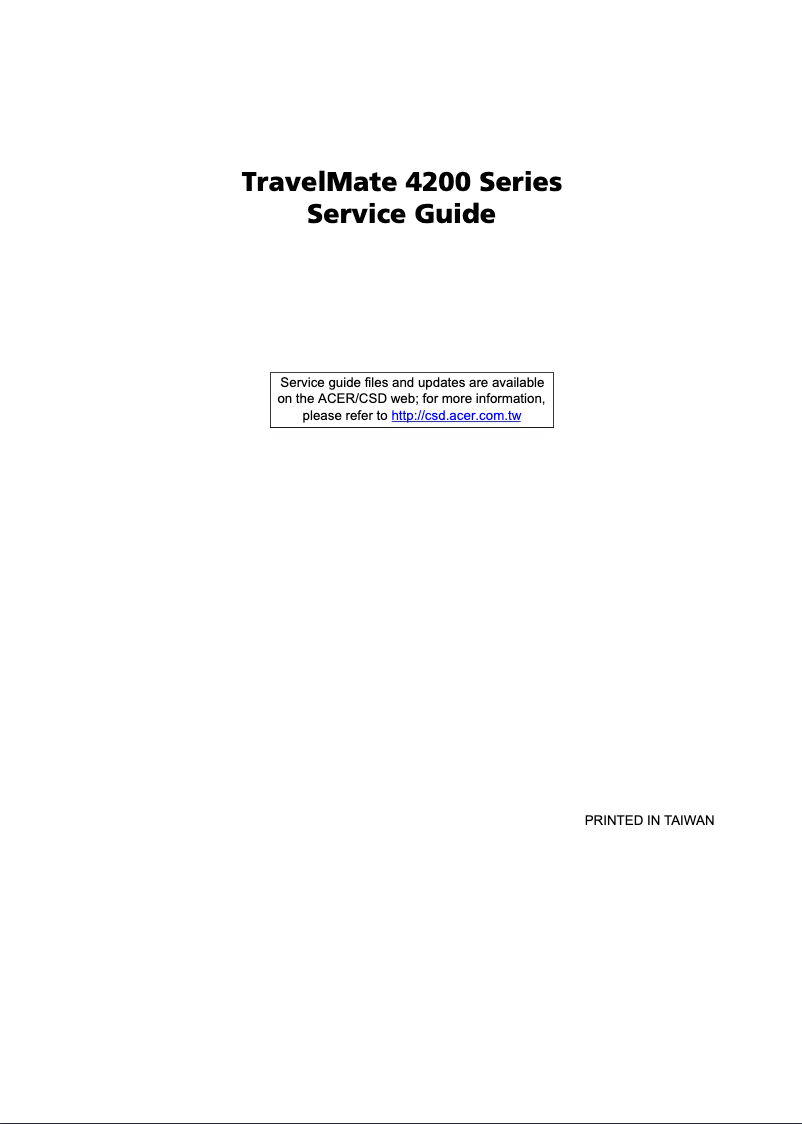 Image de la première page du manuel de l'appareil Travelmate 4200 series