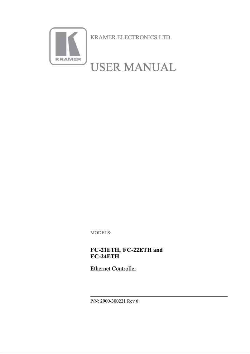 Page n°1 - Manuel utilisateur Kramer FC-24ETH