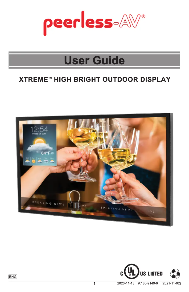 Page n°1 - Manuel utilisateur Peerless-AV Xtreme XHB553-EUK