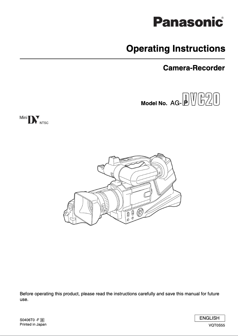 Page n°1 - Manuel utilisateur Panasonic AG-DVC20