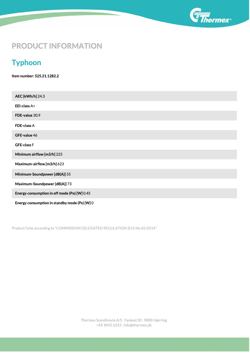 Page n°1 - Fiche technique Thermex Typhoon