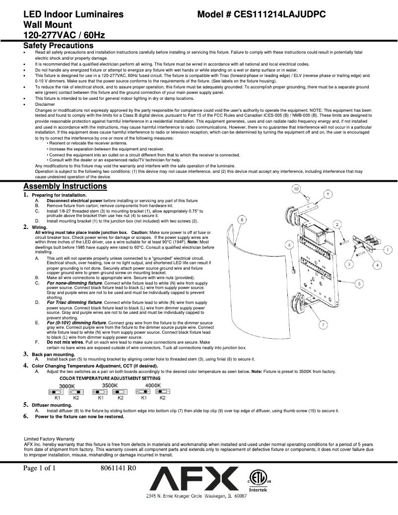 Page n°1 - Manuel utilisateur AFX Century CES111214LAJUDPC