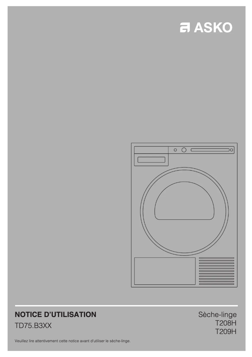 Page n°1 - Manuel utilisateur Asko T209H