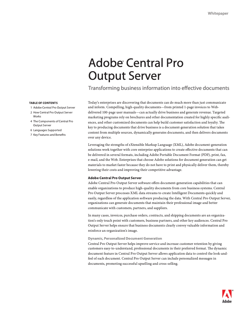 Page 1 de la notice Manuel utilisateur Adobe Present Central Pro 5.7