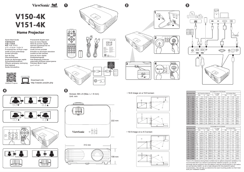 Page 1 de la notice Guide de démarrage rapide Viewsonic V150-4K