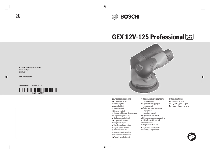 Page n°1 - Manuel utilisateur Bosch GEX 12V-125 Professional