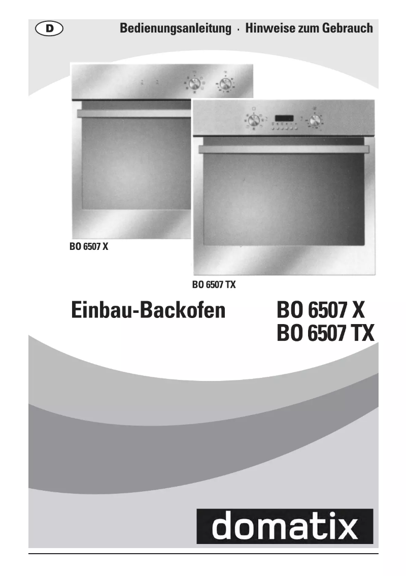 Page n°1 - Manuel utilisateur Domatix BO 6507 X