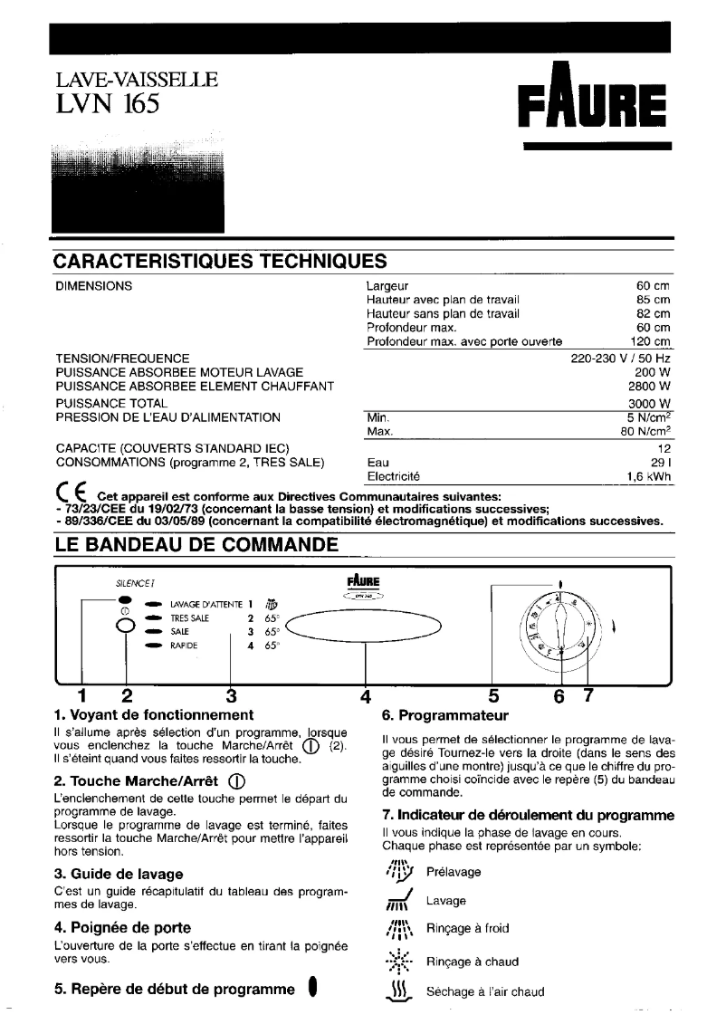 Page 1 de la notice Manuel utilisateur Faure LVN165W
