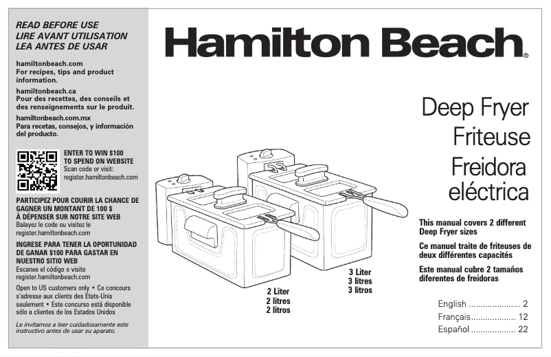 Page 1 de la notice Manuel utilisateur Hamilton Beach 35220