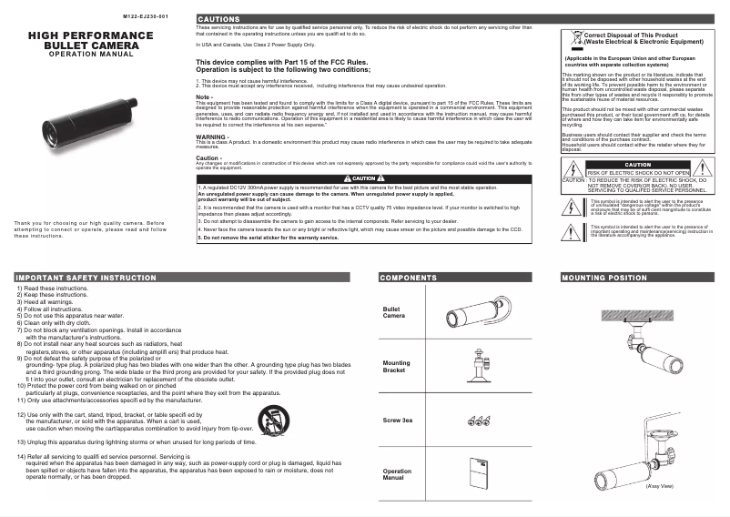 Page n°1 - Manuel utilisateur EverFocus EMC700