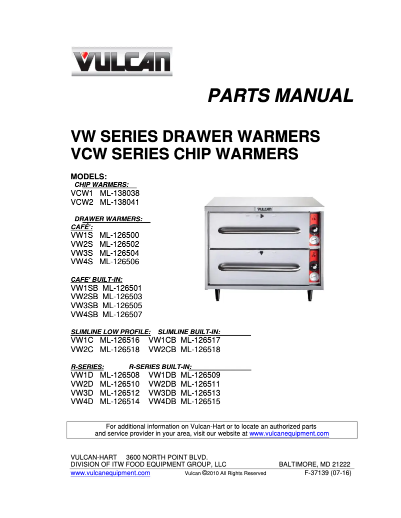 Page 1 de la notice Catalogue Vulcan VW1S