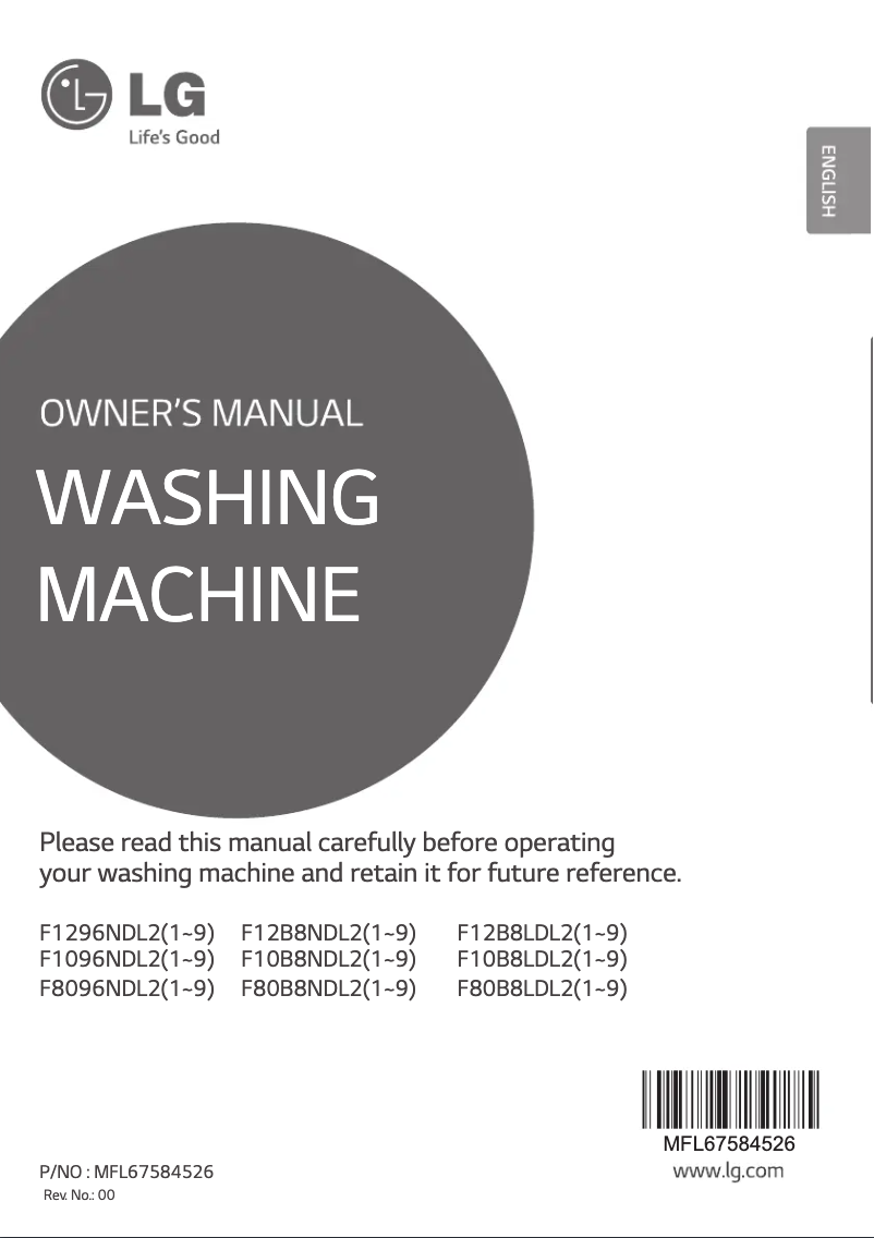 Page 1 de la notice Manuel utilisateur LG F10B8NDL25