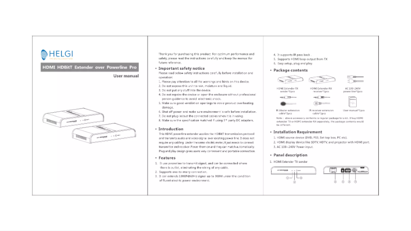 Image de la première page du manuel de l'appareil HLG0380PRO