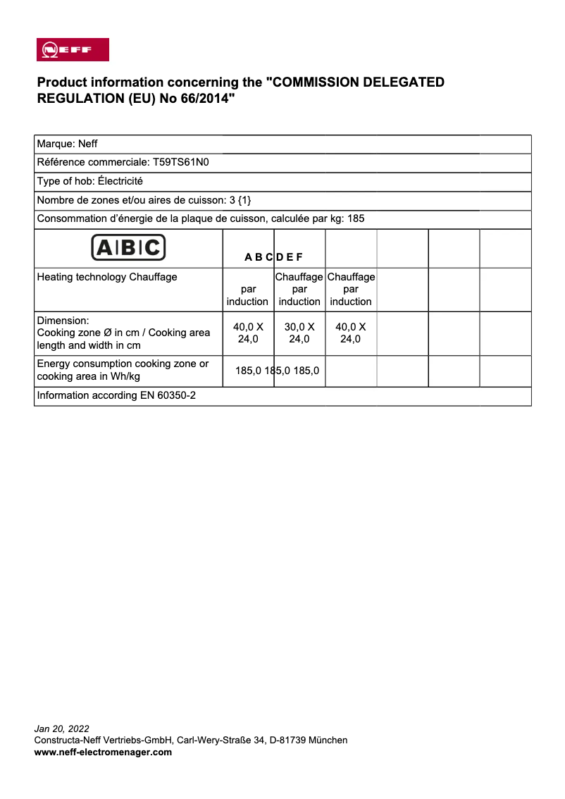 Image de la première page du manuel de l'appareil T59TS61N0