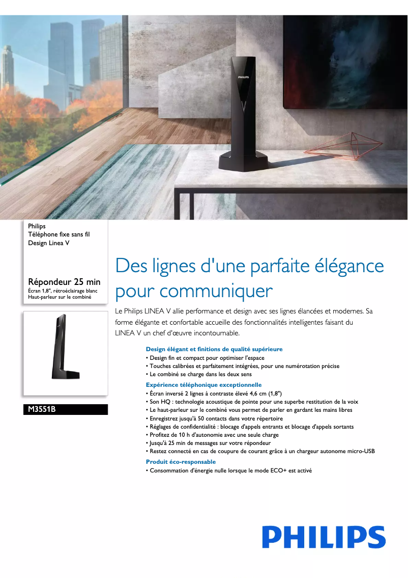 Página 1 del manual Ficha técnica Philips M3551B