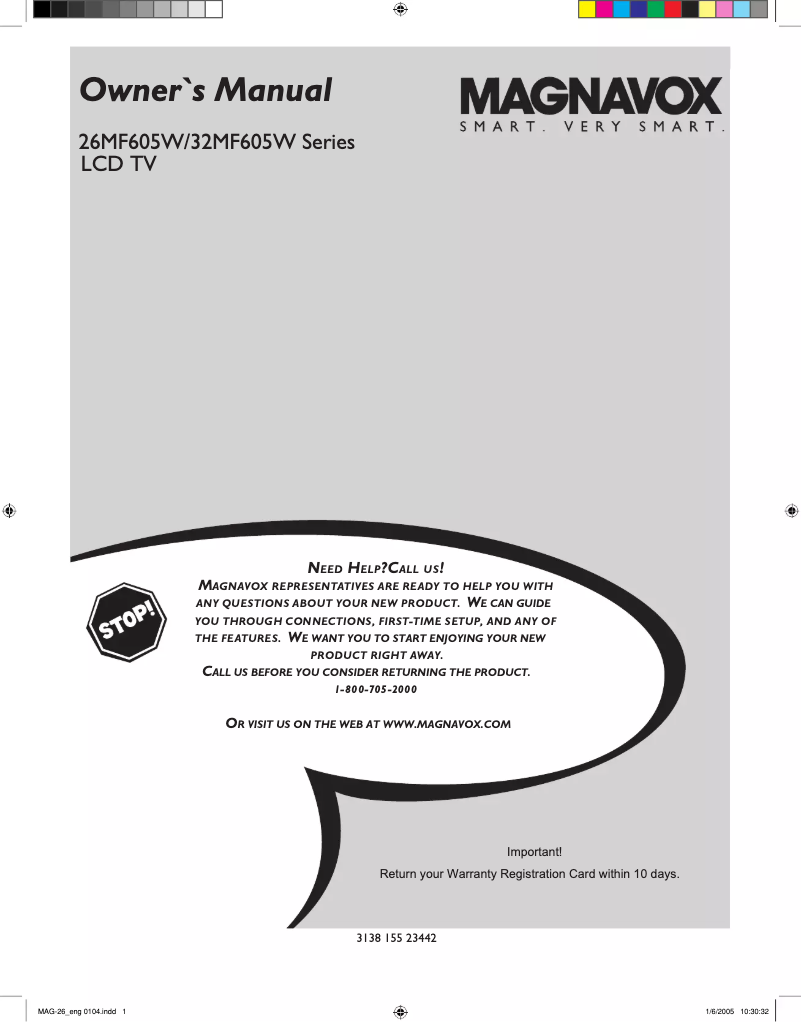 Page 1 de la notice Manuel utilisateur Magnavox 26MF605W