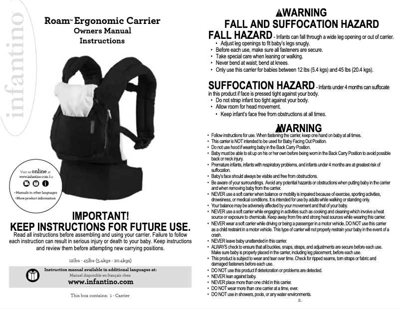 Page n°1 - Manuel utilisateur Infantino Roam
