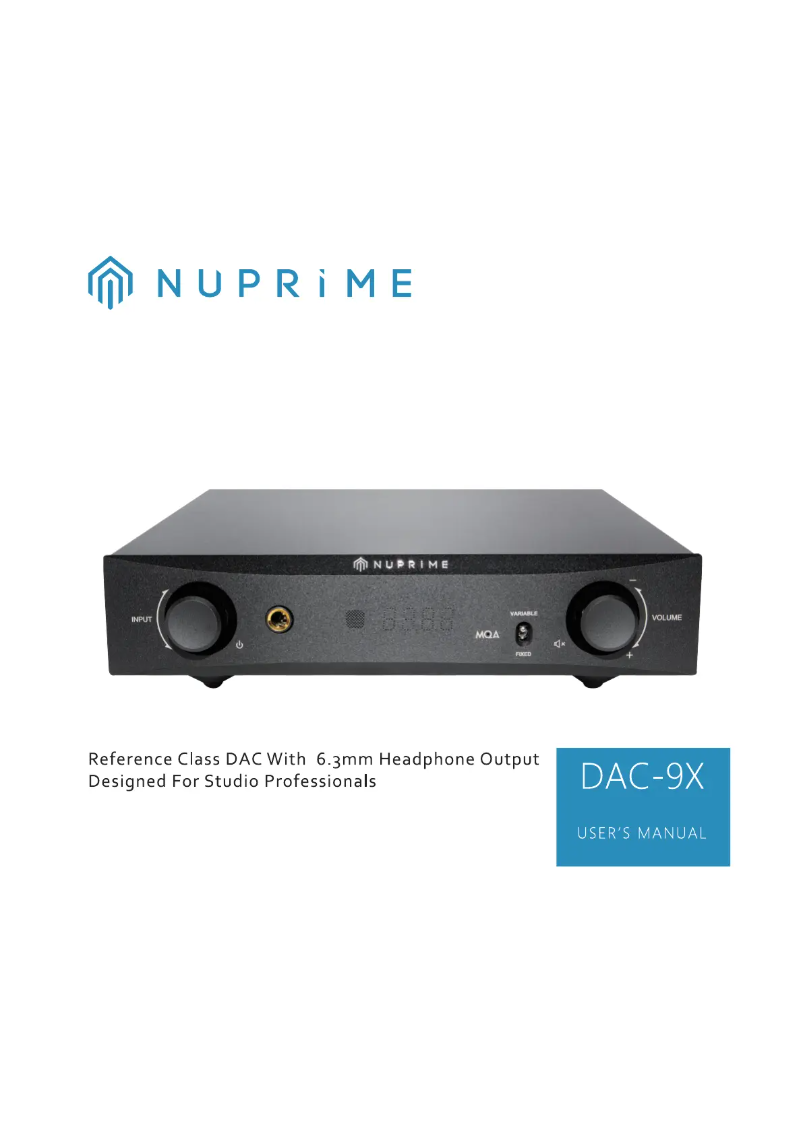 Page n°1 - Manuel utilisateur NuPrime DAC-9X