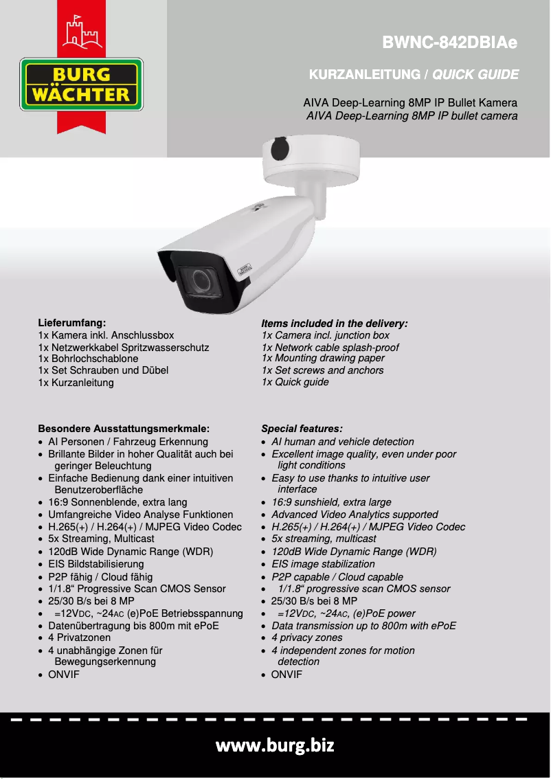 Image de la première page du manuel de l'appareil BWNC-842DBIAE