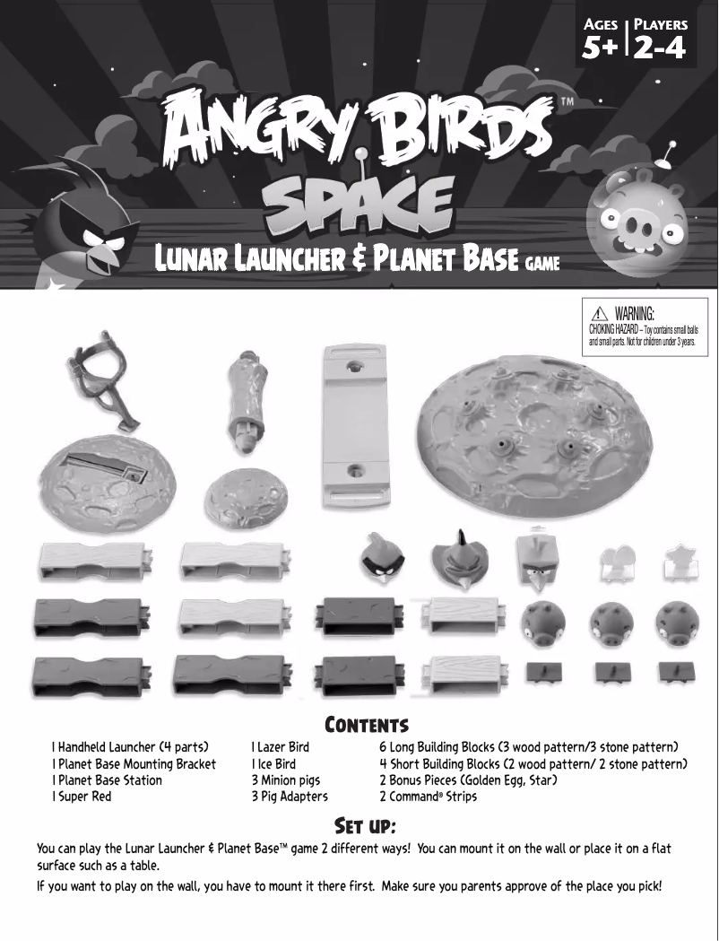 Page 1 de la notice Manuel utilisateur Mattel Angry Birds Lunar Launcher and Planet Base