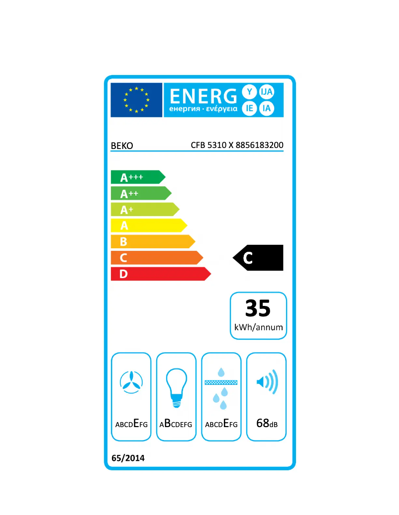 Page n°1 - Label énergétique Beko CFB 5310 X