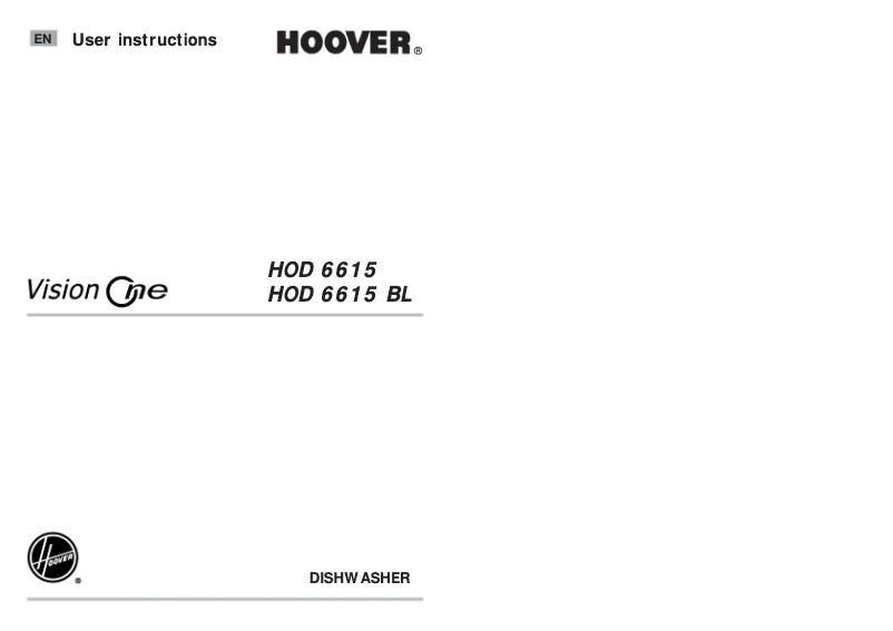 Page n°1 - Manuel utilisateur Hoover HOD 6615/1-80