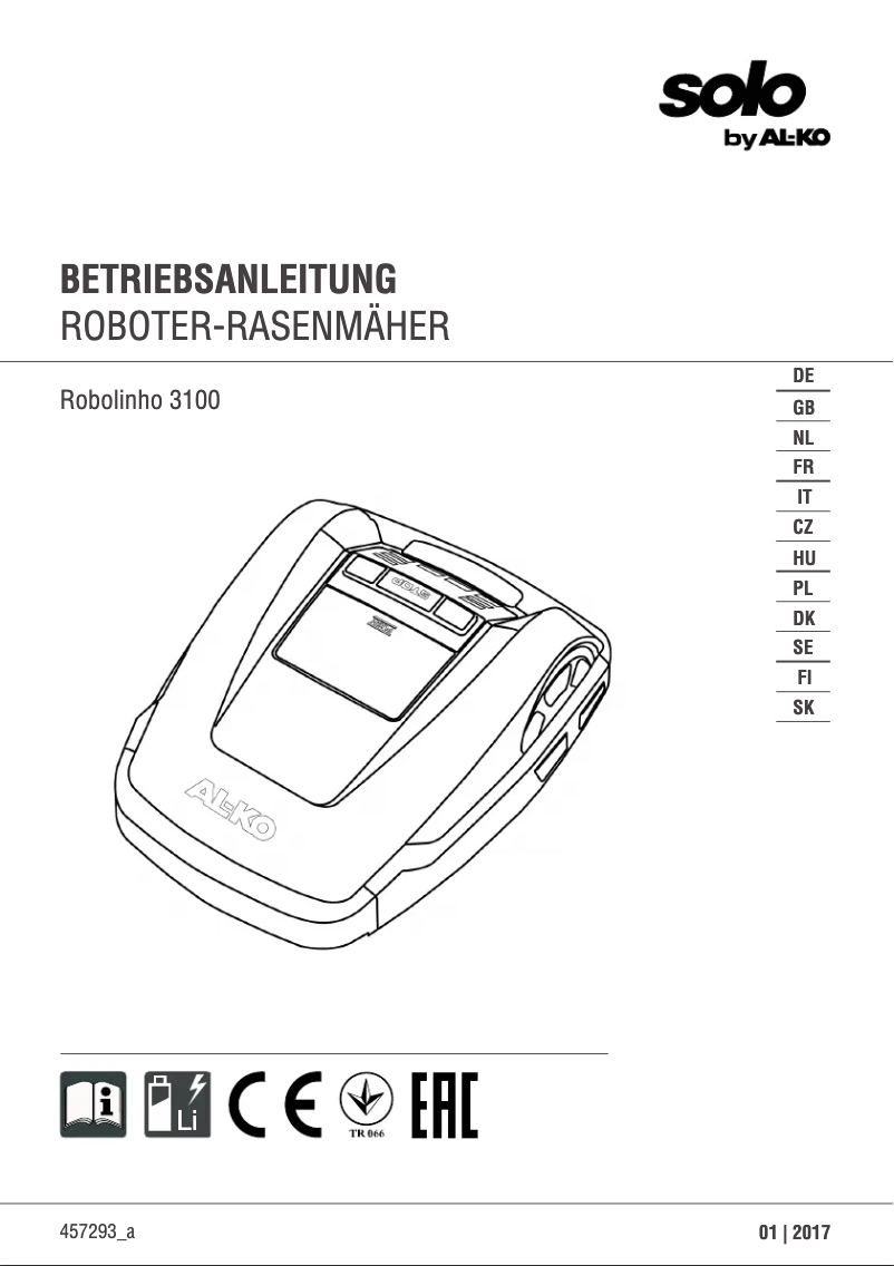 Page n°1 - Manuel utilisateur AL-KO Robolinho 3100