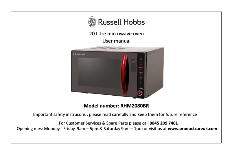 Página 1 del manual Manual de usuario Russell Hobbs RHM2080BR