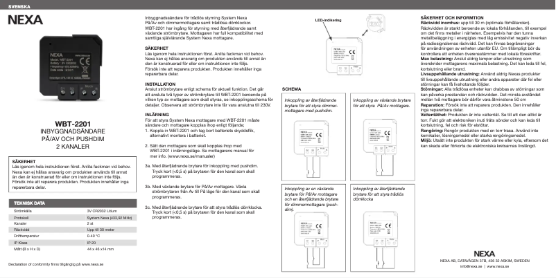 Image de la première page du manuel de l'appareil WBT-2201