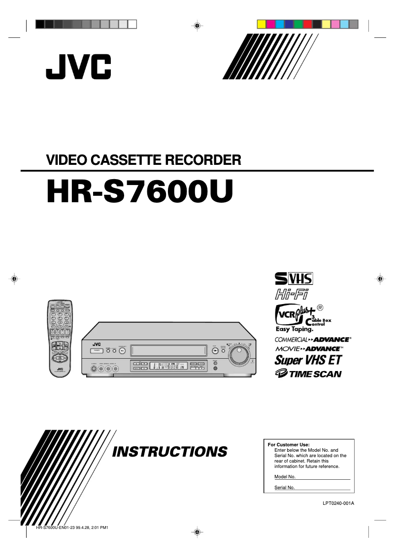 Page n°1 - Manuel utilisateur JVC HR-S7600U