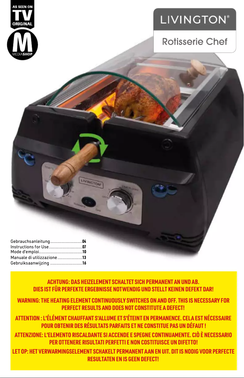 Image de la première page du manuel de l'appareil Rotisserie Chef