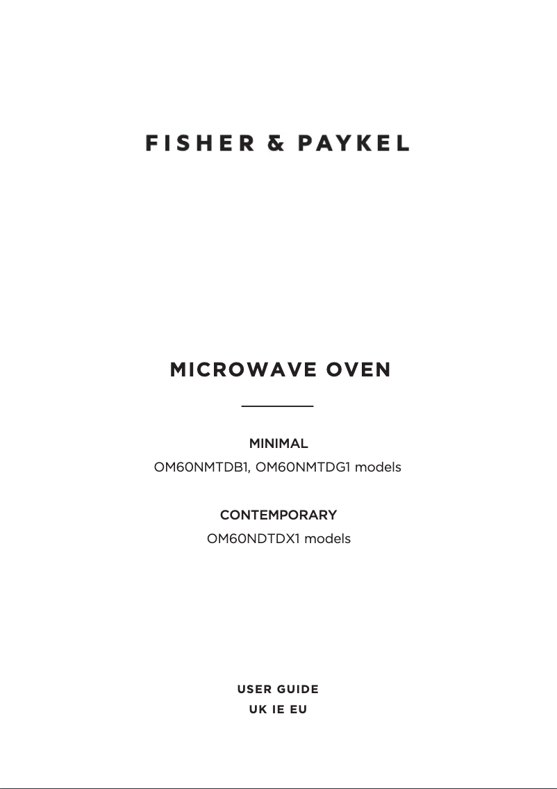 Page n°1 - Guide d'installation Fisher & Paykel OM60NMTDB1