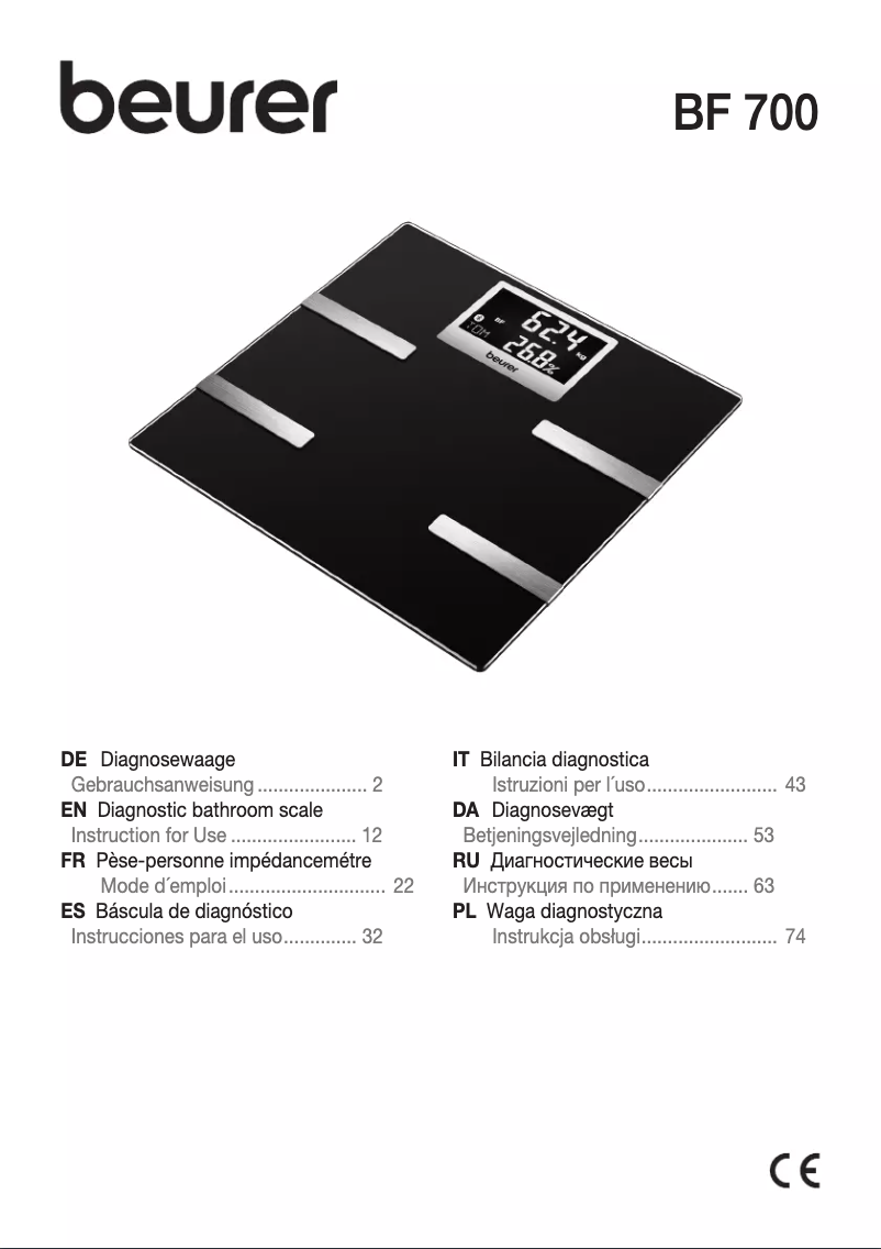 Page 1 de la notice Manuel utilisateur Beurer BF 700