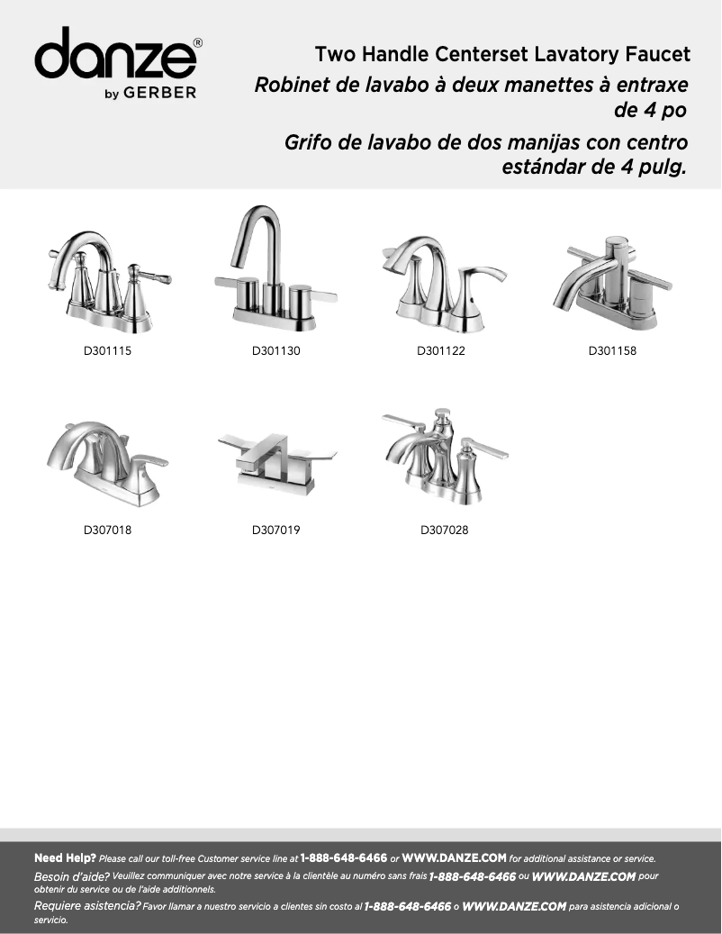 Page n°1 - Manuel utilisateur Danze D307019