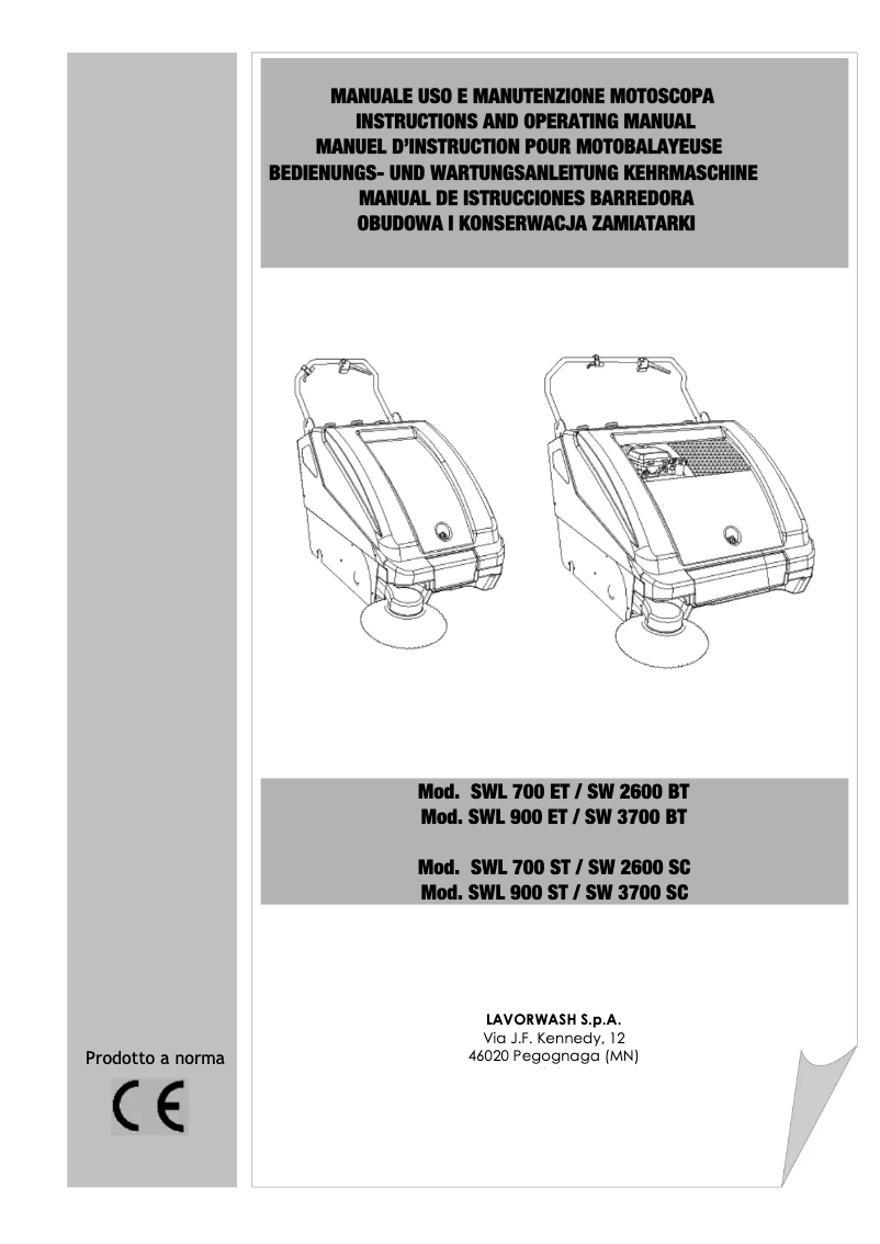 Page n°1 - Manuel utilisateur Lavorwash SWL900ET