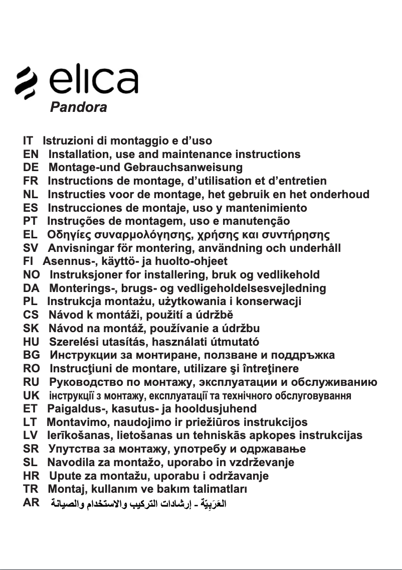 Page n°1 - Manuel utilisateur Elica Pandora N