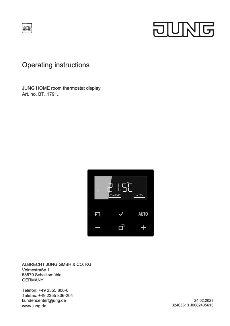 Page n°1 - Manuel utilisateur JUNG BTA1791
