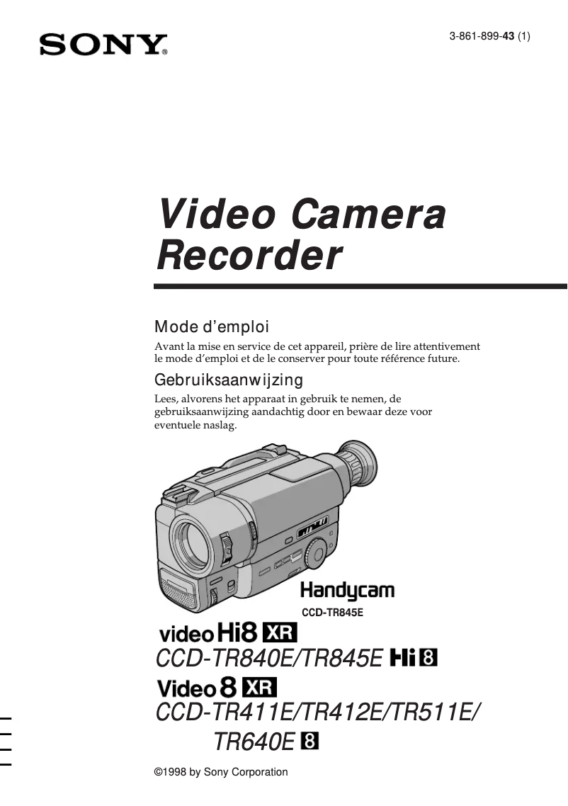 Image de la première page du manuel de l'appareil CCD-TR411E