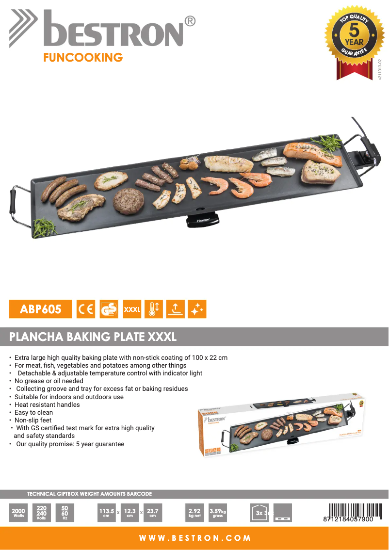 Page n°1 - Fiche technique Bestron ABP605
