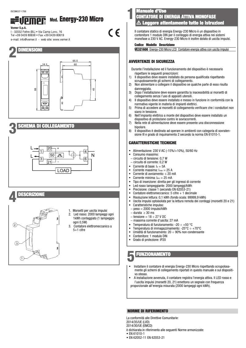 Image de la première page du manuel de l'appareil Energy-230 Micro